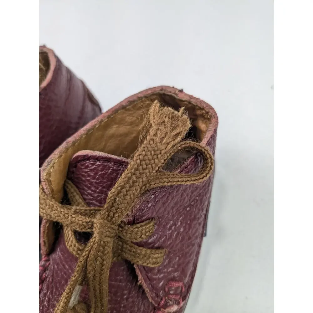 Atlanta Moccasin Infant/Toddler Burgundy Leather Booties 21 EU 5.5 US